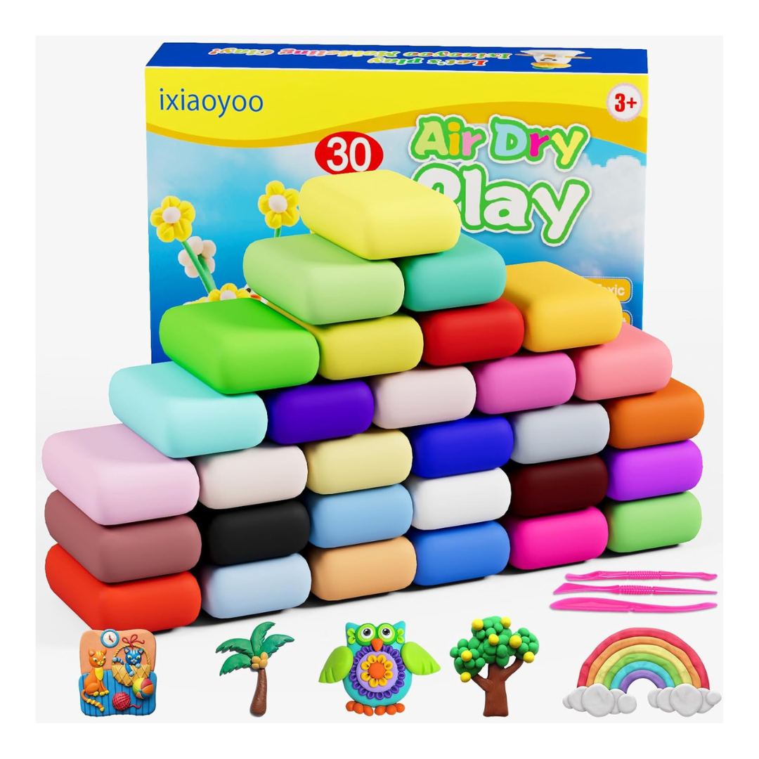 30-Color Ixiaoyoo Air Dry Modeling Clay W/ Sculpting Tool