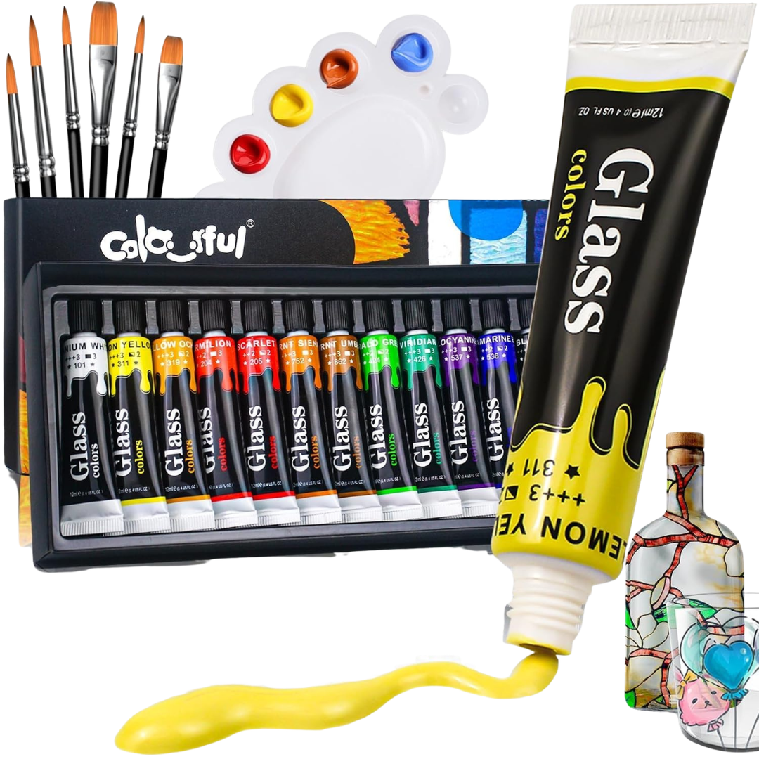 12-Count 0.4-Oz Colorful Waterproof Stain Glass Painting Kit
