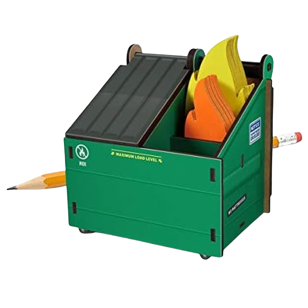 Genuine Fred Desk Dumpster Pencil Holder W/ Note Cards