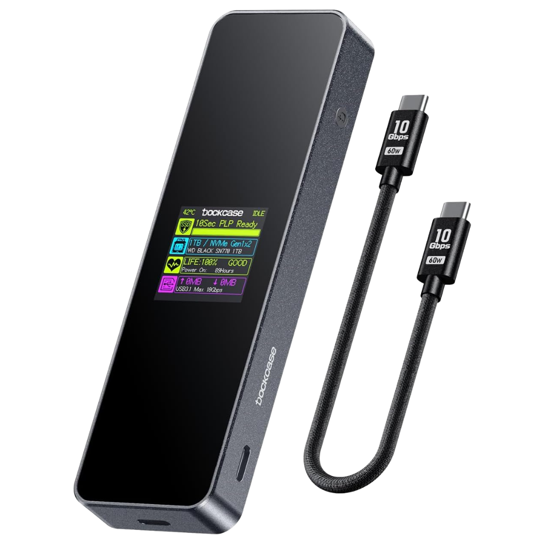 DockCase Visual Smart M.2 NVMe Type-C 10Gbps SSD Enclosure