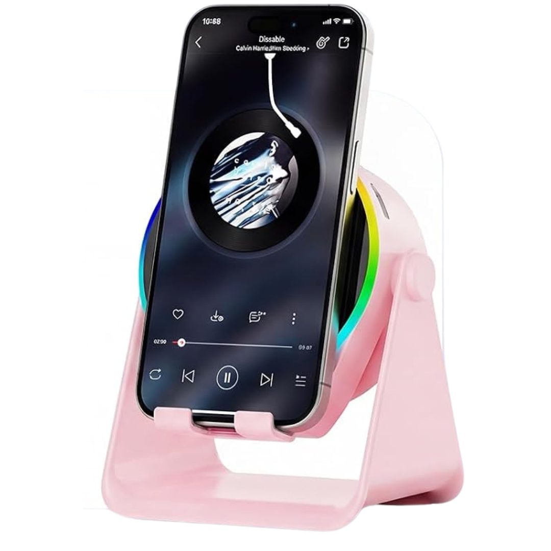 5-In-1 Wireless Induction Bluetooth Speaker W/ Adjustable Cell Phone Stand