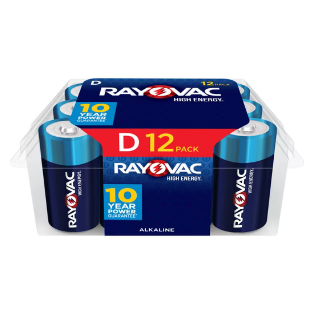 12-Pack Rayovac High Energy Alkaline D Cell Batteries