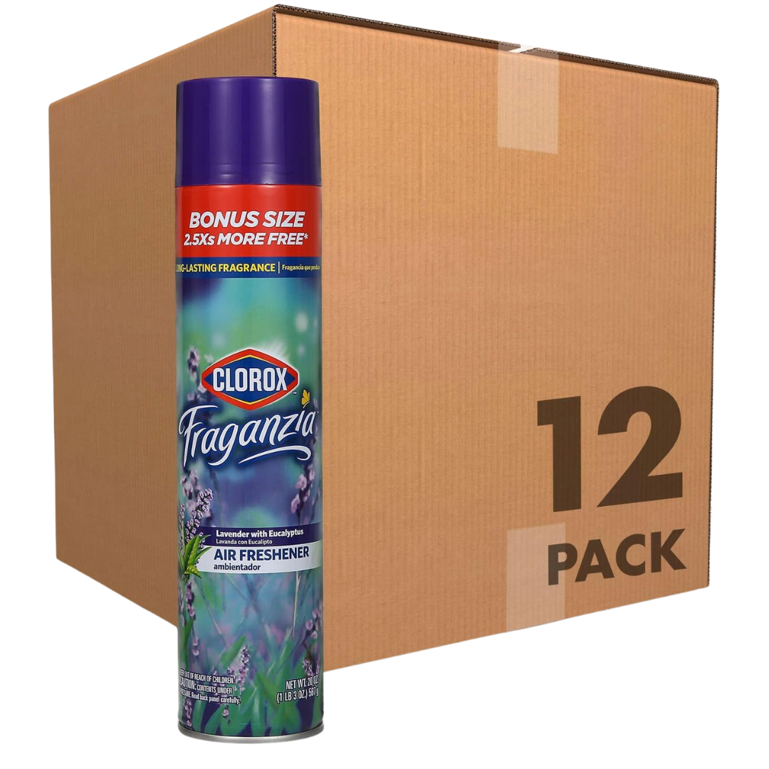 12-Pack 20 oz Clorox Fraganzia Aerosol Air Freshener (Lavender Eucalyptus)