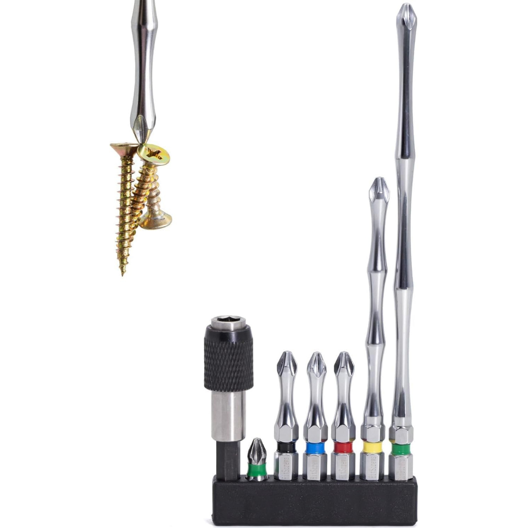 7-Piece HitScrews PH2 Impact Driver Bit Set with Magnetic Bit Holder