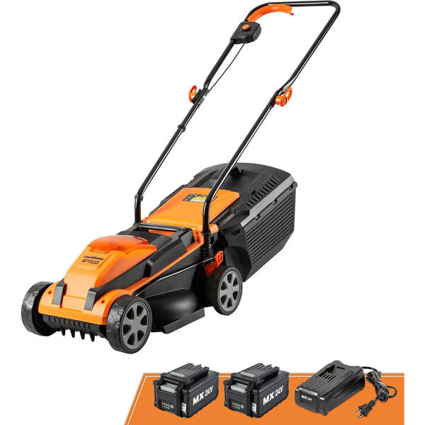 LawnMaster 24V 13" Cordless Lawn Mower with 2x 4.0Ah Batteries & Charger