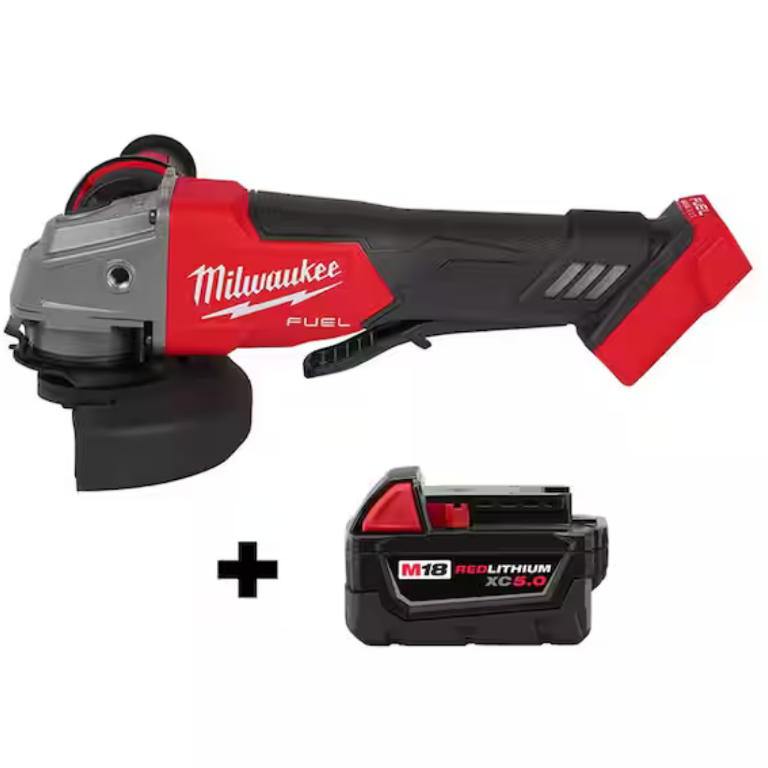 Milwaukee M18 FUEL 18V Lithium-Ion Brushless Cordless 4-1/2 in./5 in. Grinder with Paddle Switch with (1) 5.0 Ah Battery