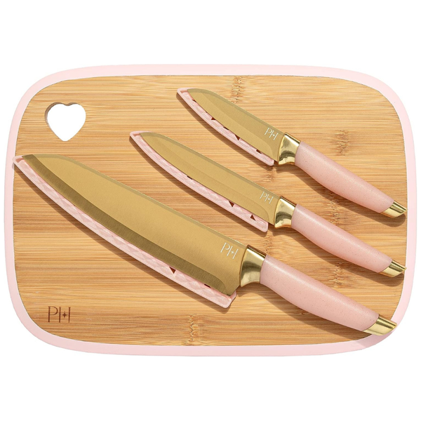 7-Piece Paris Hilton Bamboo Cutting Board & Cutlery Set