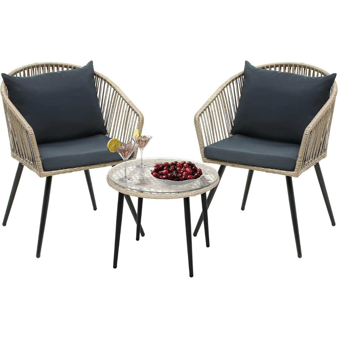3-Piece Yitahome Outdoor Patio Furniture Wicker Bistro Set