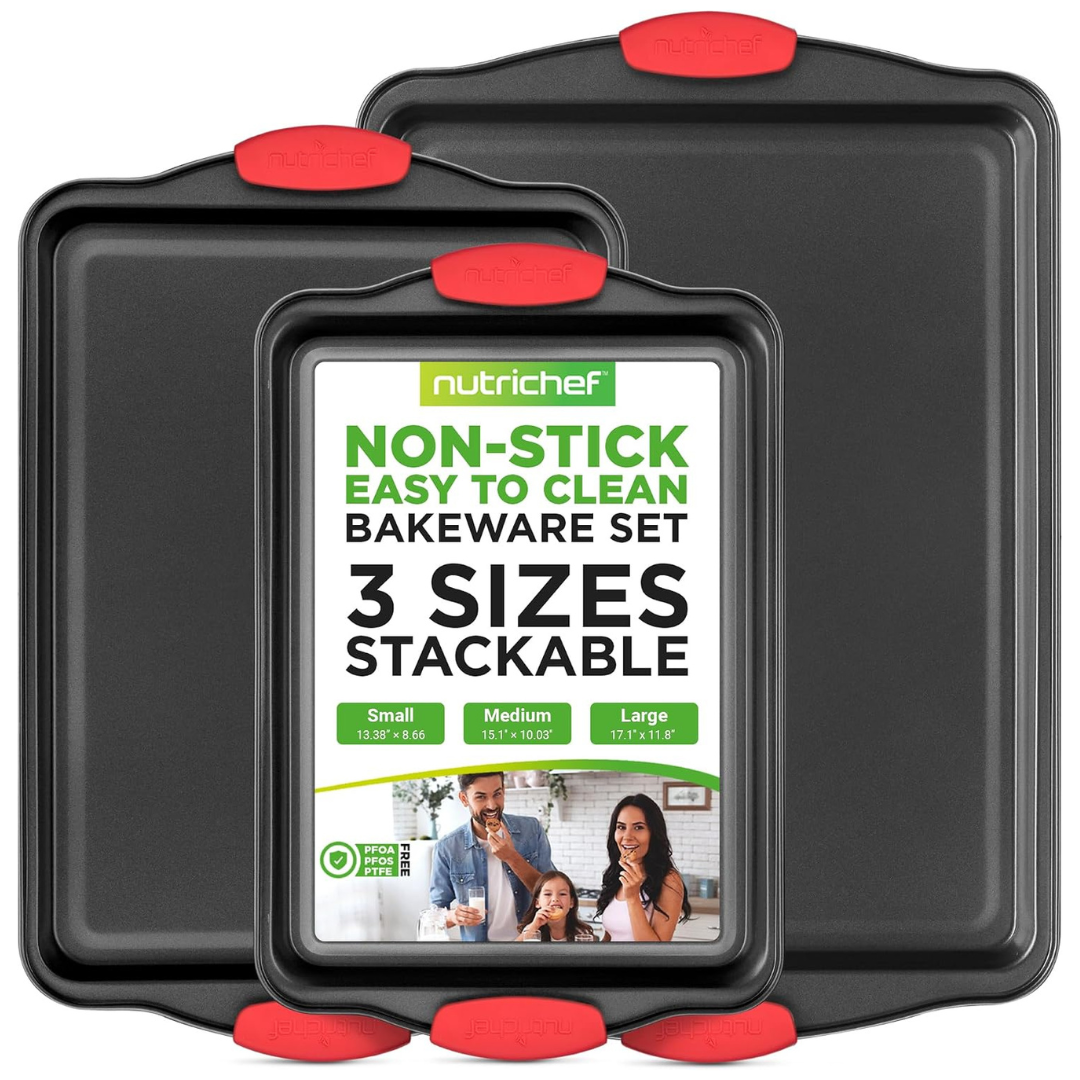 3-Piece NutriChef Non-Stick Carbon Steel Pans