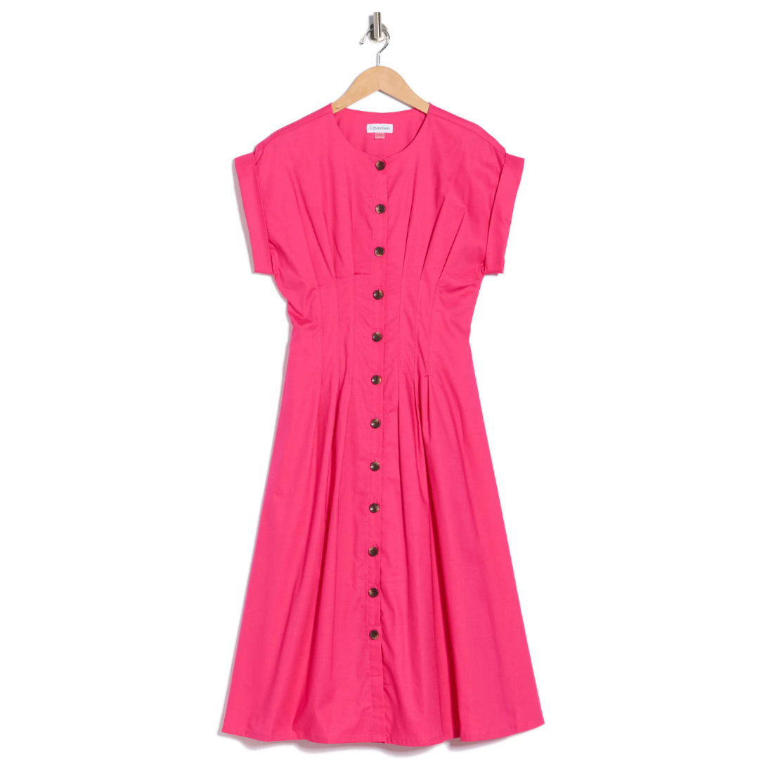 Calvin Klein Women's Pintuck Fit and Flare Shirtdress (Daffodil)