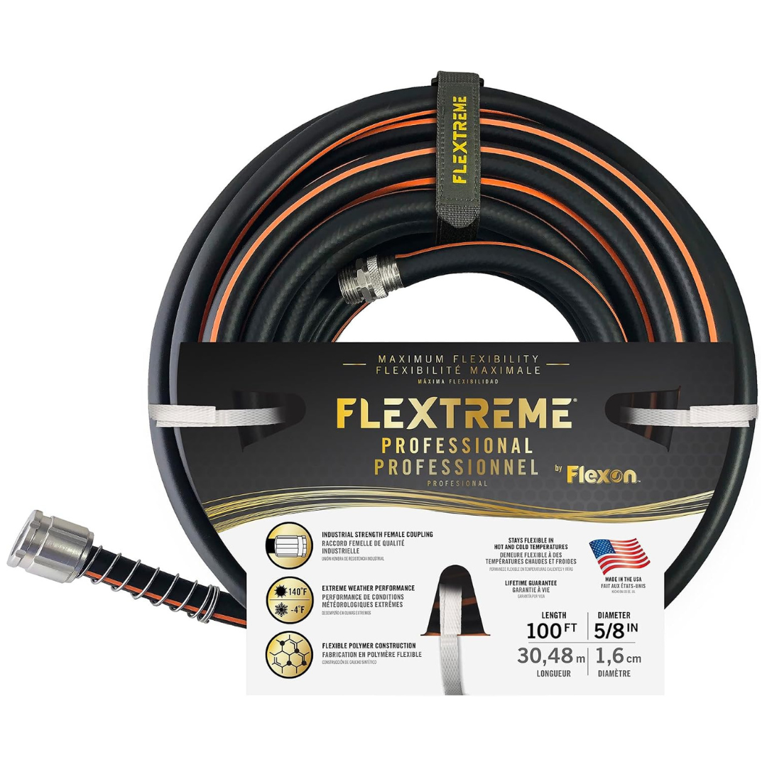 5/8" x 100ft Flexon Flextreme Pro Performance Rubber Garden Hose