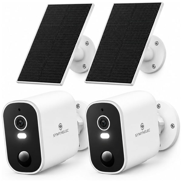 2-Pack 2K Outdoor Solar Security Wireless Cameras