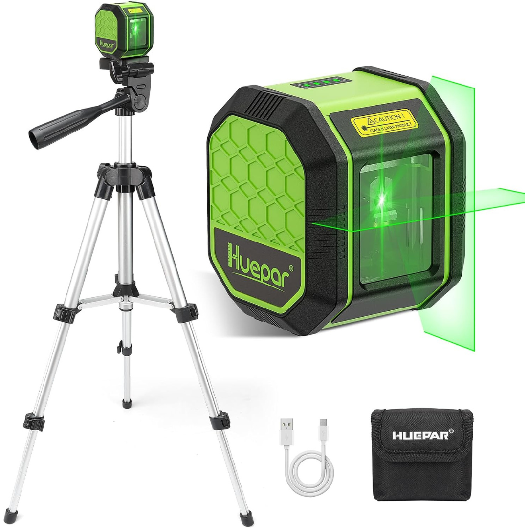 Huepar Self Leveling Green Laser Level Tool with Tripod 100 Ft Range
