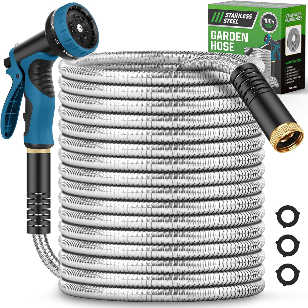 100' Advinski Lightweight Water Hose w/ 10 Function Nozzle