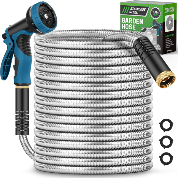 100' Advinski Lightweight Water Hose w/ 10 Function Nozzle