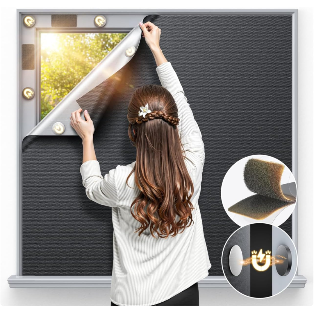 40" X 58" 100% Blackout Magnetic Window Curtains (Various)