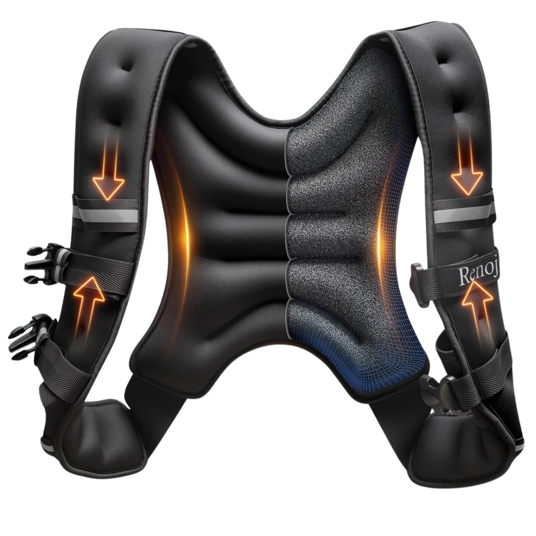 Renoj Weighted Vest With Reflective Strips & Storage Pocket (Black)