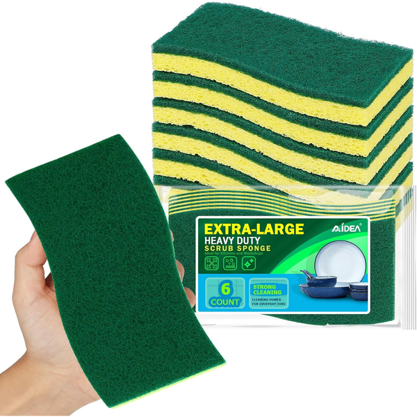 6-Count AIDEA XL Heavy Duty Kitchen Scrub Sponges