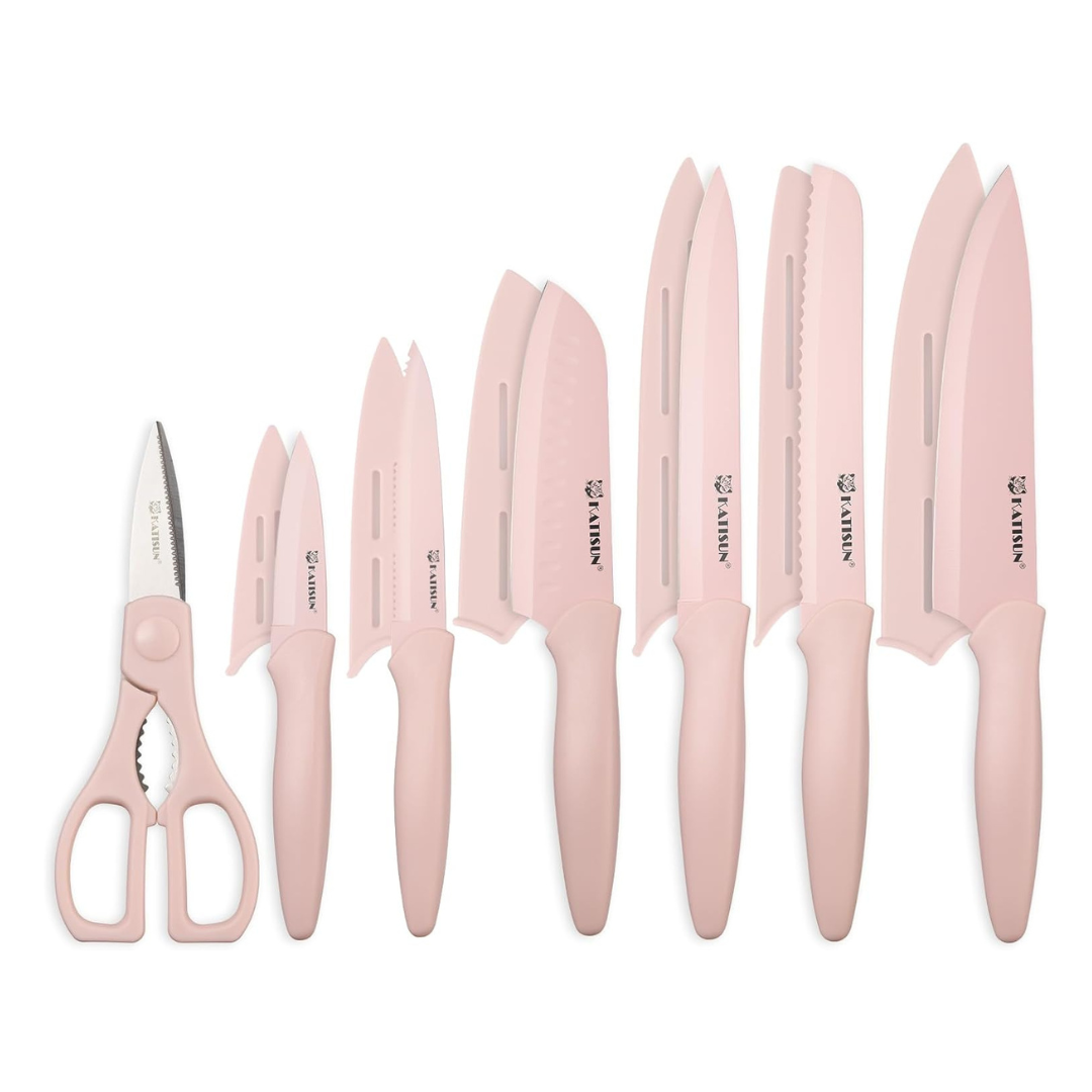 13-Piece Stainless Steel Non-Stick Kitchen Knife Set W/ 6 Blade Guards