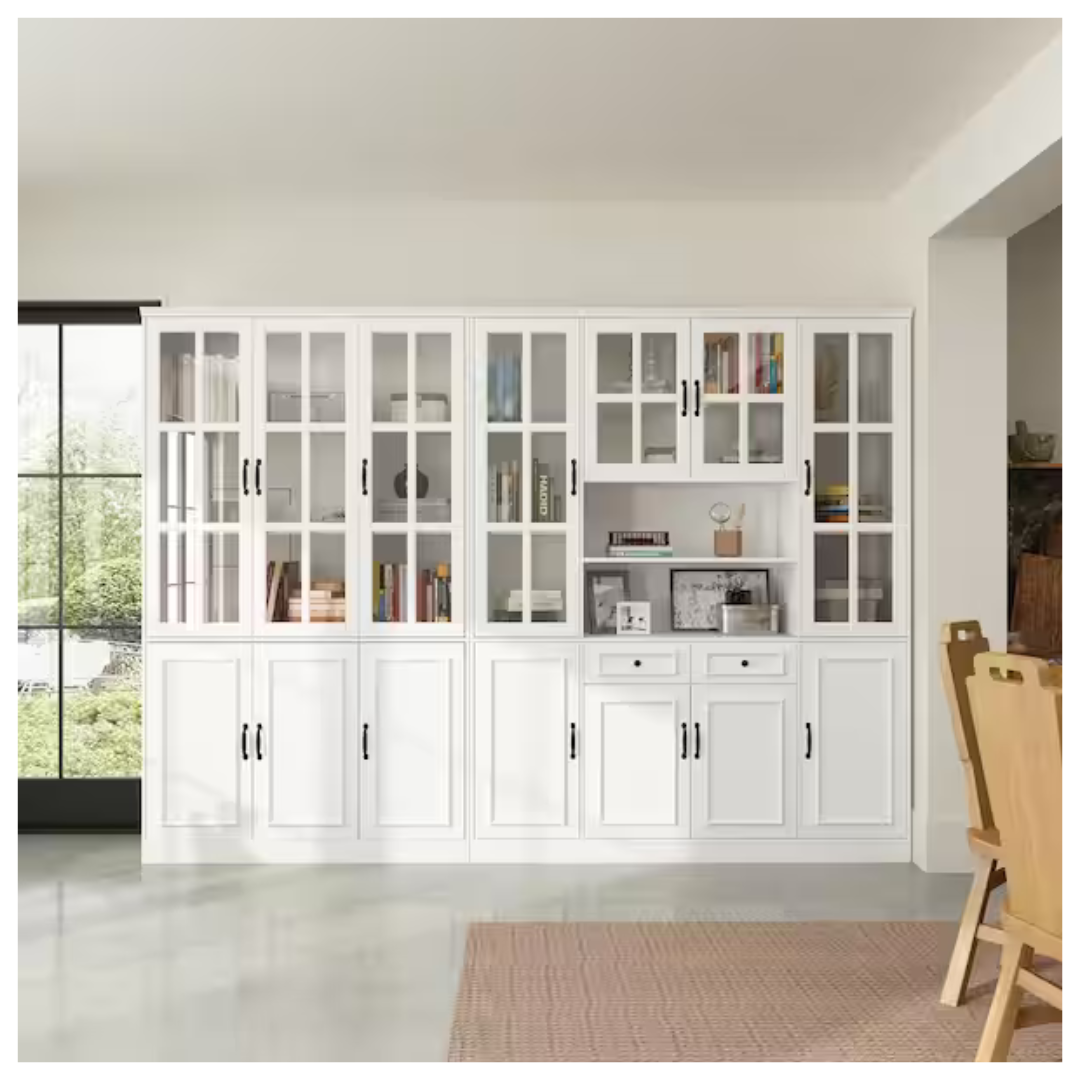 110.2" Wide Wooden 25-Shelves Accent Bookcase