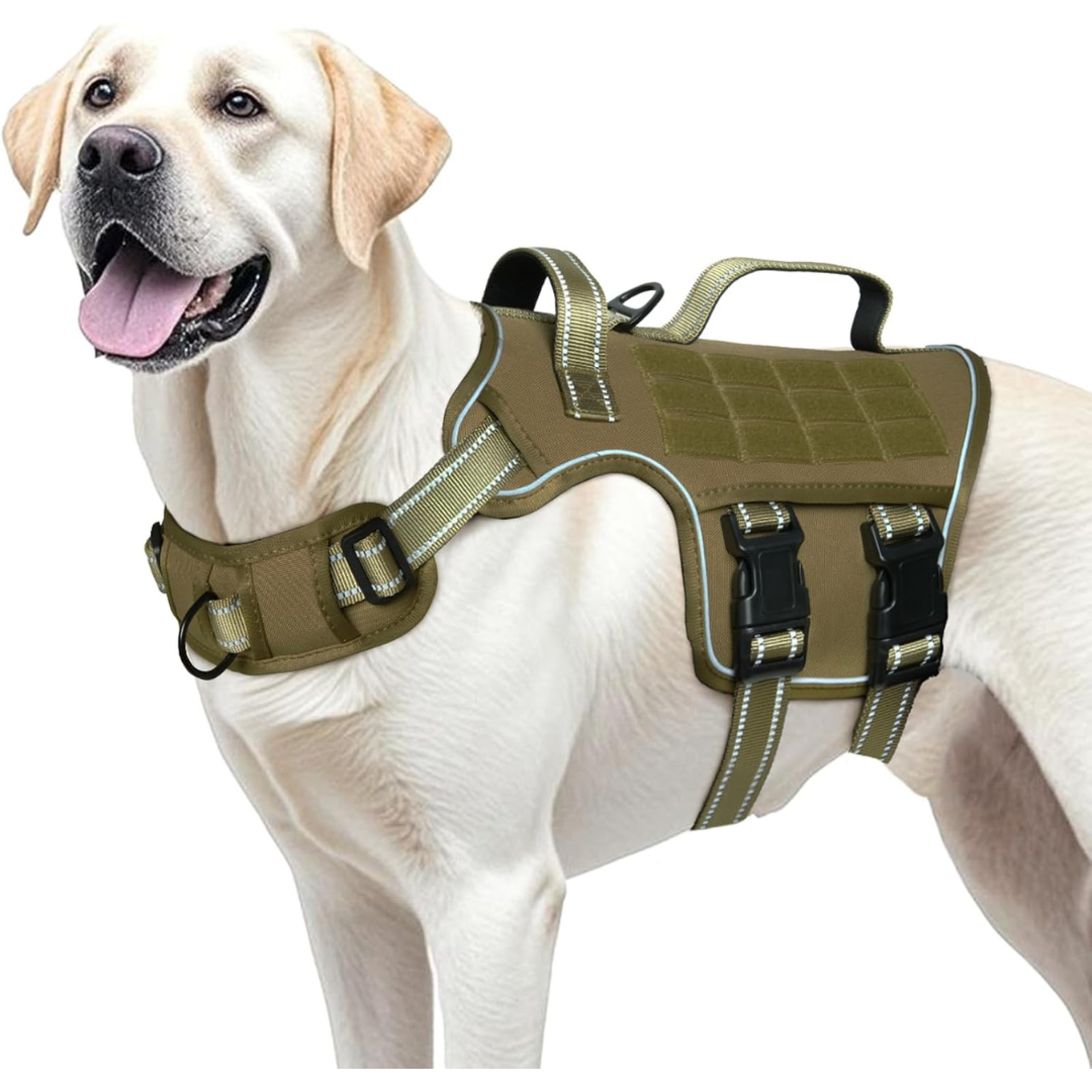 Tactical No-Pull Dog Harness W/ Molle System & Reflective Strips