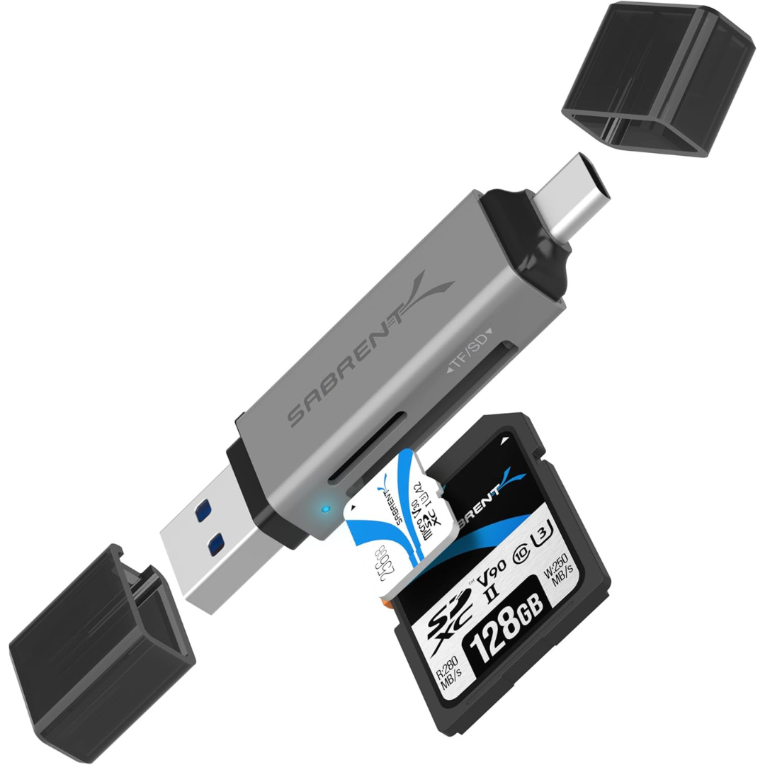 Sabrent USB-A And Type-C Dual-Slot Micro/SD Card Reader