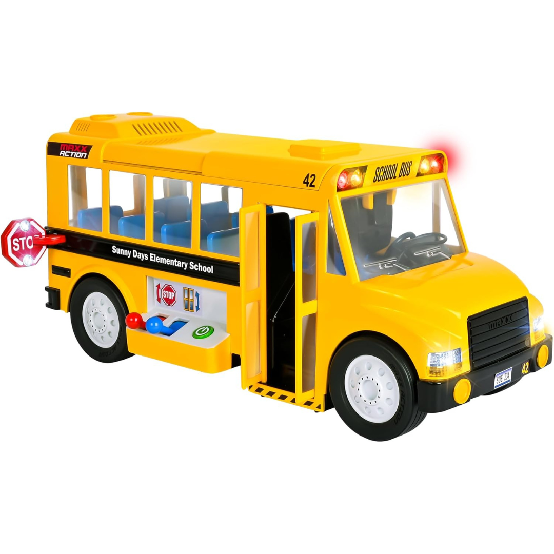 Maxx Action Mega School Bus Toy With Joystick Controls