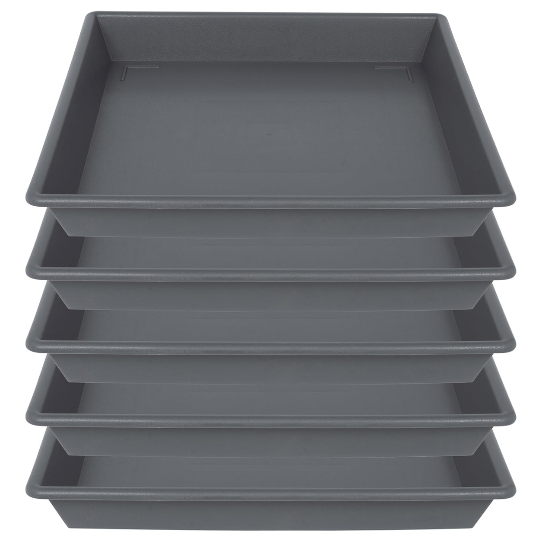 5-Pack 6" Heavy Duty Plastic Square Plant Saucer