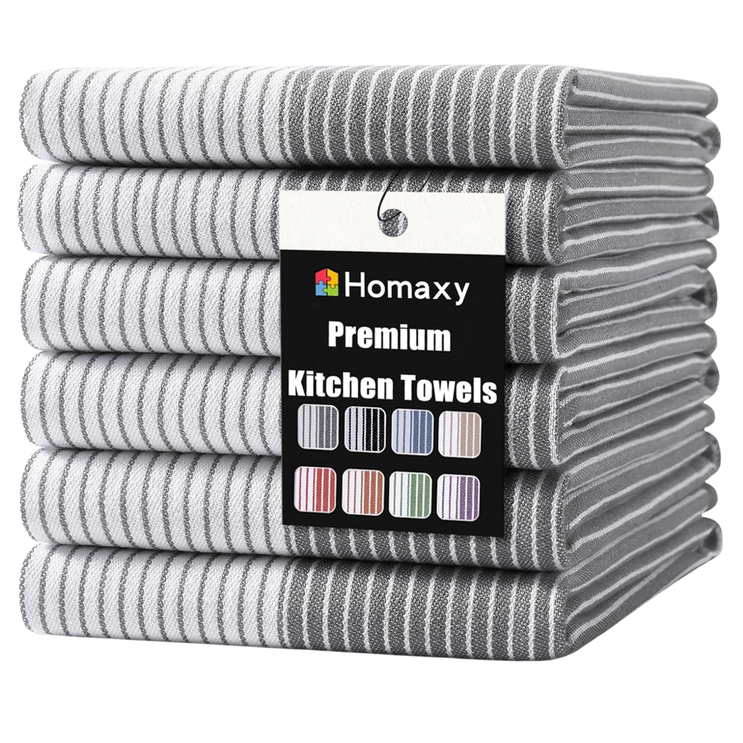 6-Pack Homaxy 18" X 28" Premium 100% Cotton Kitchen Towels