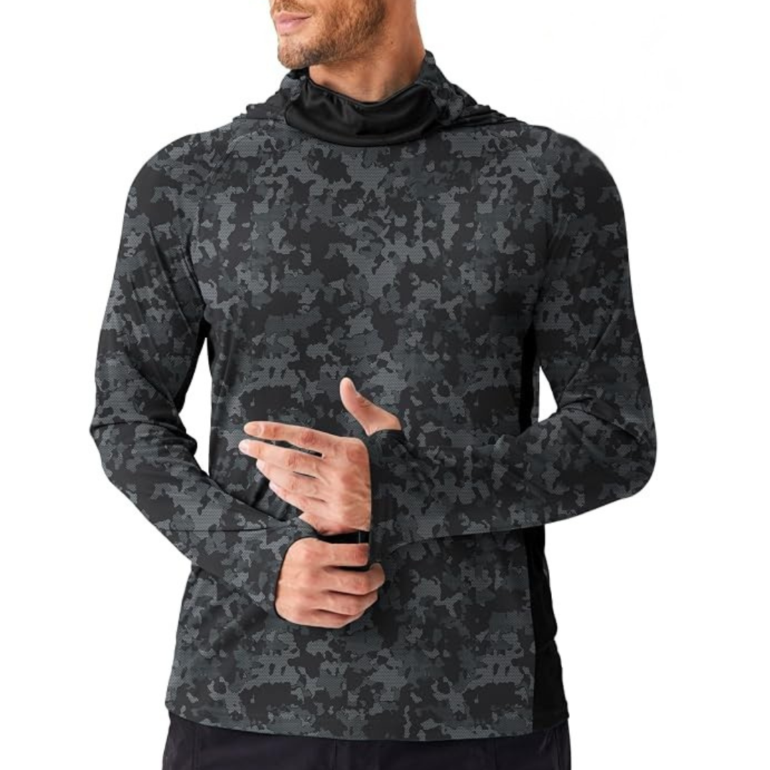 Men's UPF 50+ Sun Protection Long Sleeve Men's Hoodie W/ Mask