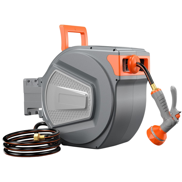 1/2" X 100 Ft Retractable Garden Hose Reel With 9-Pattern Nozzle