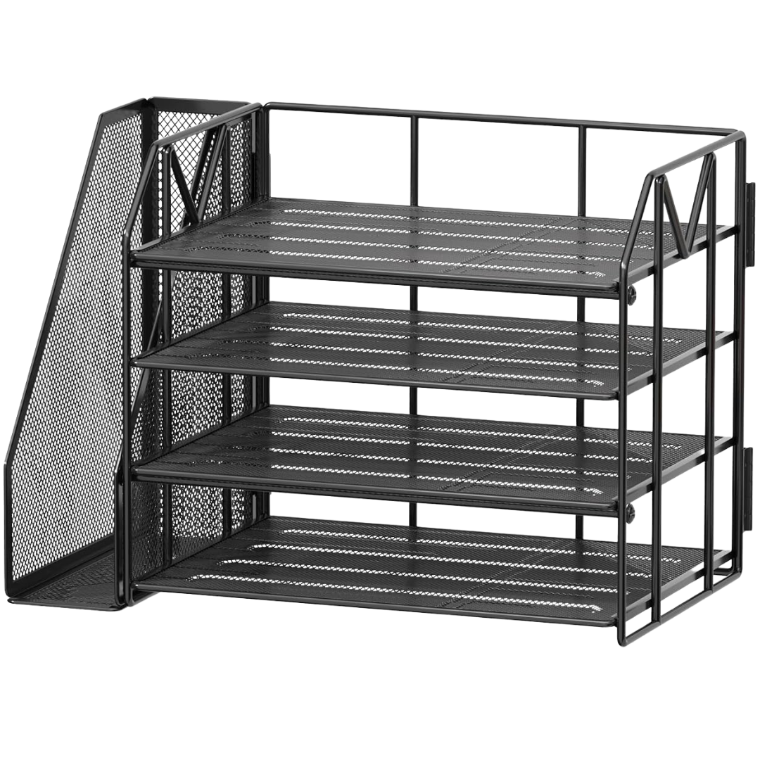 4-Tier Paper File Organizer With Bookends
