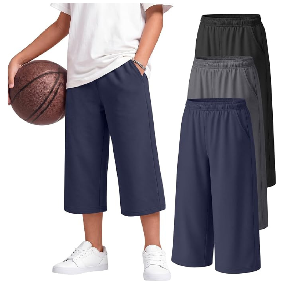 3-Pack Boys Below Knee Loose Capri Pants (5-14 Years)