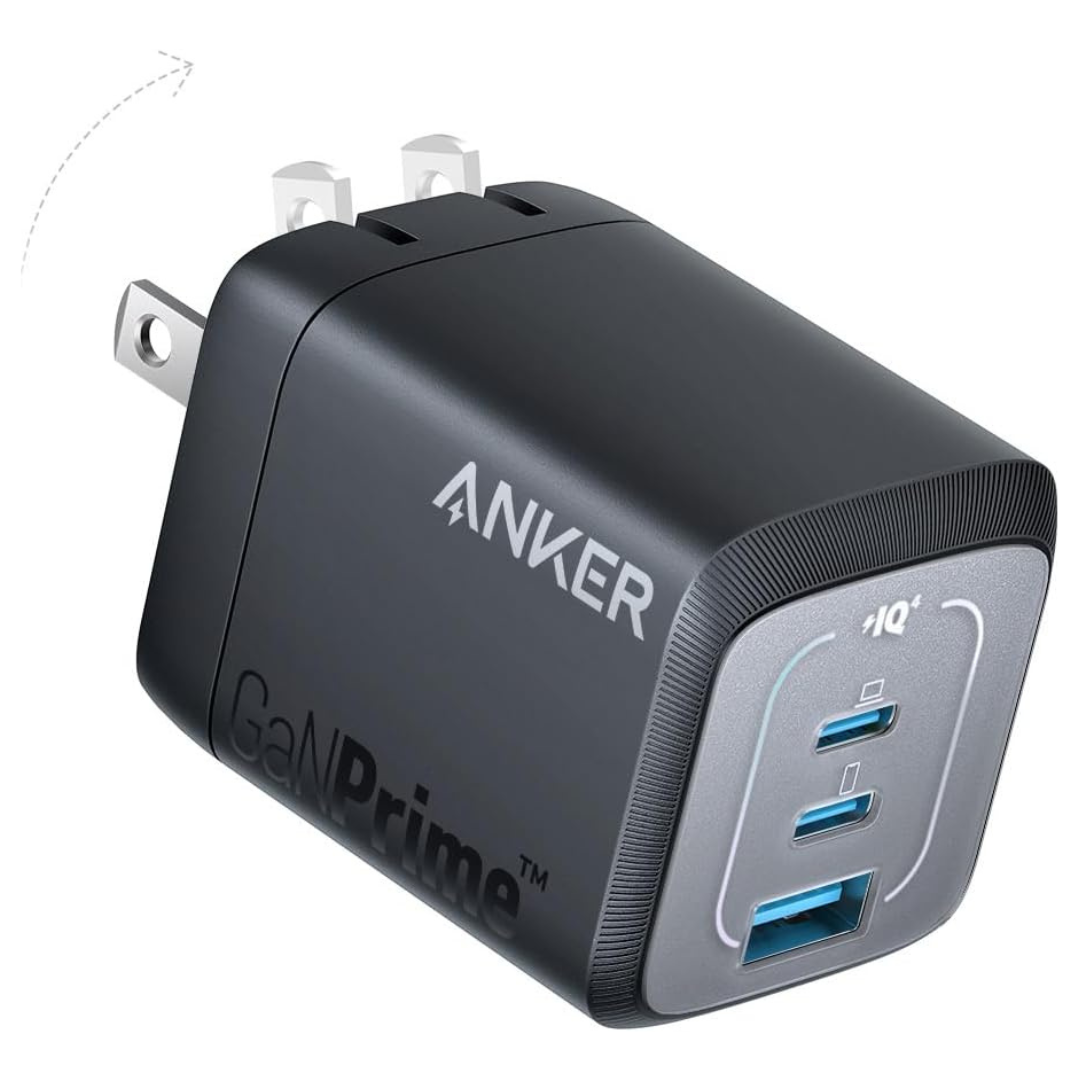 67W Anker Prime 3-Port GaN Compact Wall Charger (2x USB-C + 1x USB-A)
