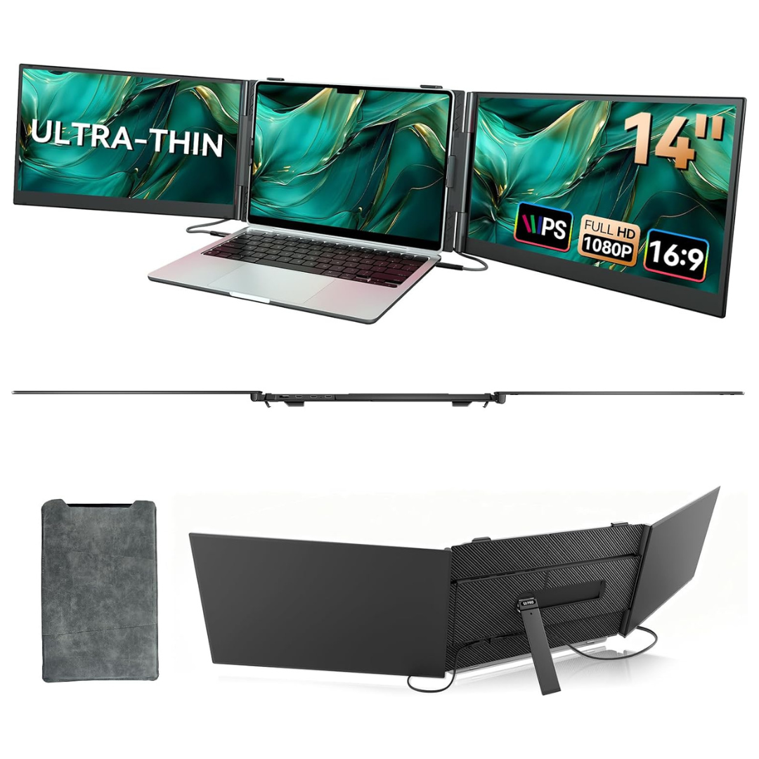 14 FHD 1080P IPS Portable Triple Laptop Screen Extender