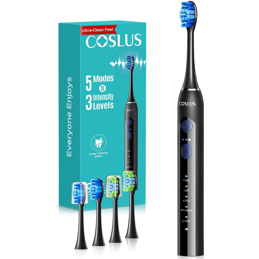 Coslus C30 5-Modes Sonic Electric Toothbrush W/ 4-Heads