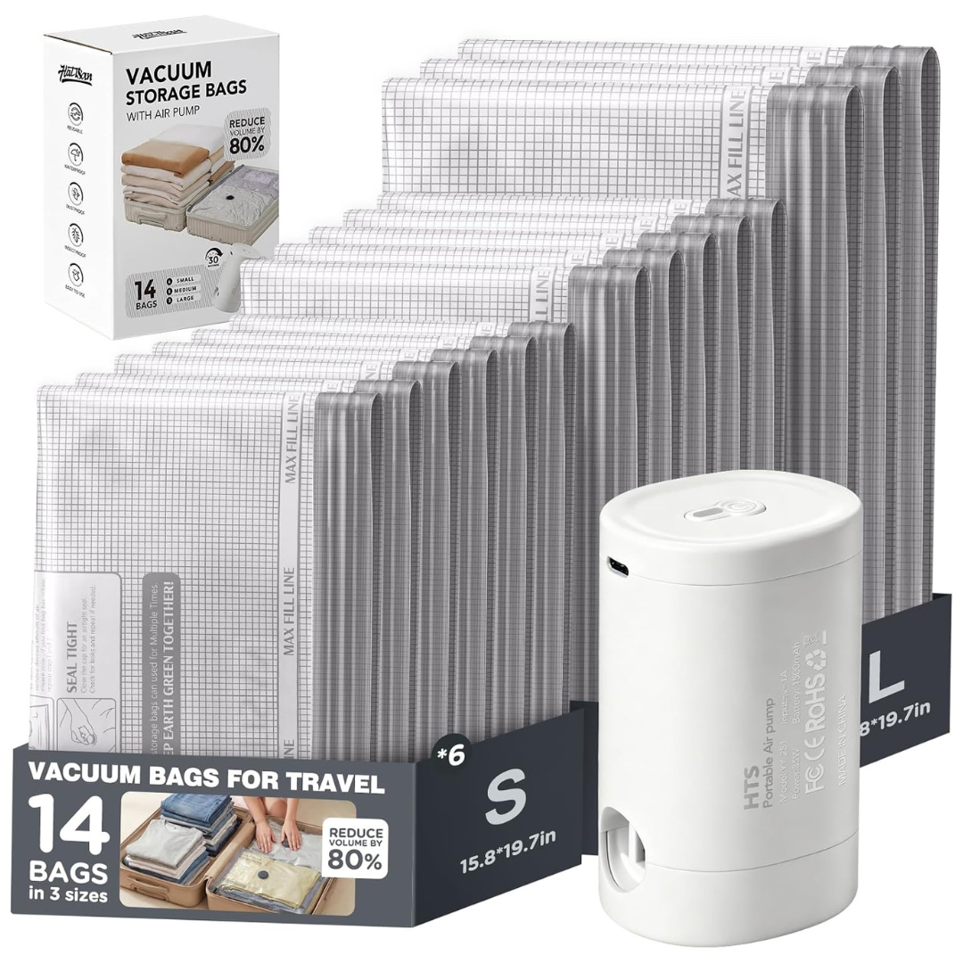 14-Piece Vacuum Seal Bags With Rechargeable Electric Pump