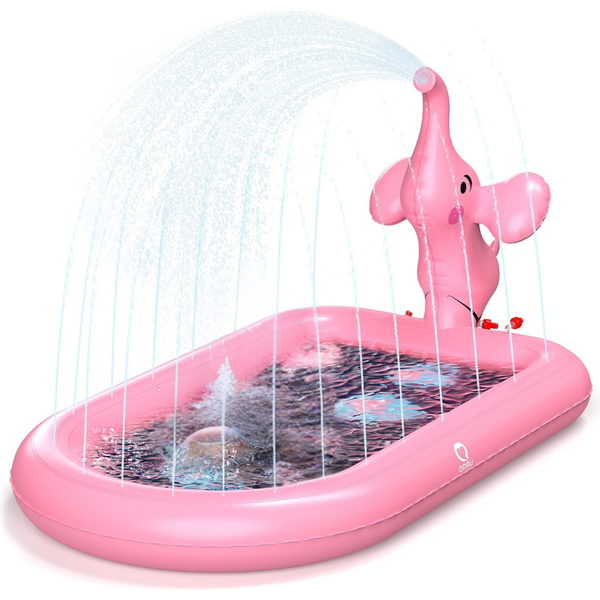 QPAU Pink Elephant Inflatable Sprinkler Splash Pad (Pink Or Blue)