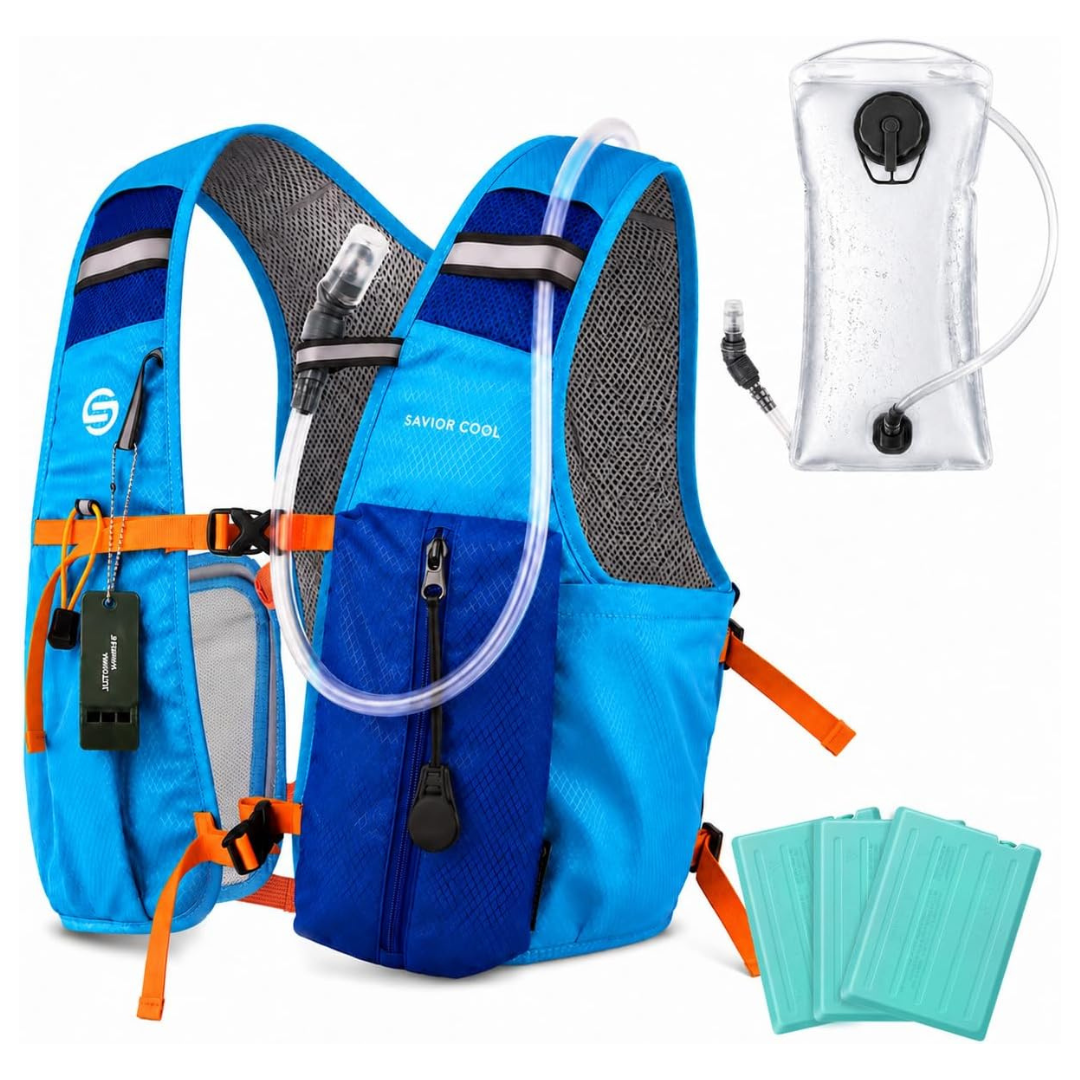Cooling Hydration Running Vest W/ 2L BPA-Free Water Bladder & Cooling 3-Packs
