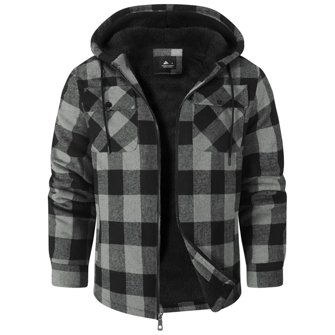 SCODI Mens Sherpa-Lined Flannel Jacket With 4 Pockets