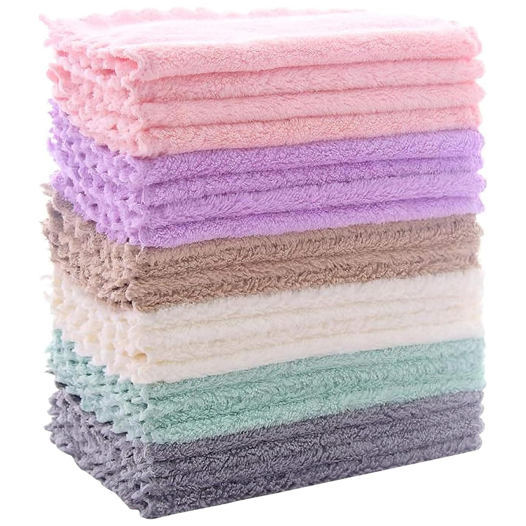 24-Pack 7" X 9" Sunny ZzzZZ Super Absorbent Coral Fleece Kitchen Dishcloths