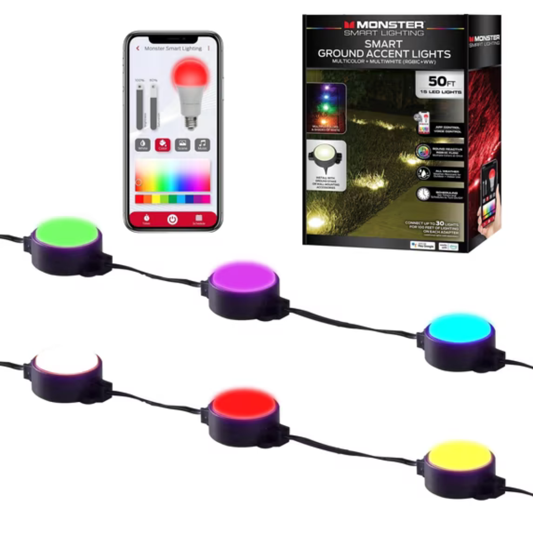 50' Monster Smart Lighting Outdoor Ground Lights With RGBICWW