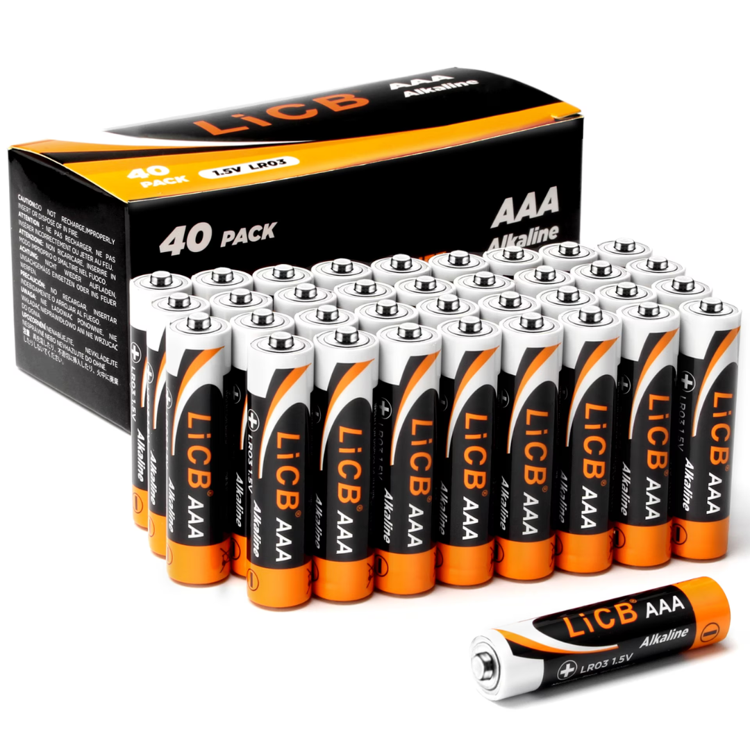 40-Pack LiCB Long-Lasting AAA Alkaline Batteries