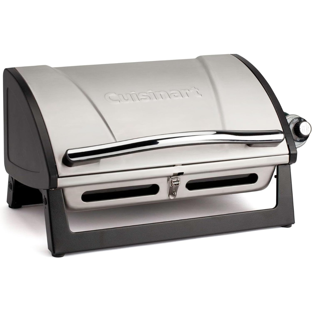 Cuisinart Grillster Stainless Steel Portable Gas Grill with Locking Lid