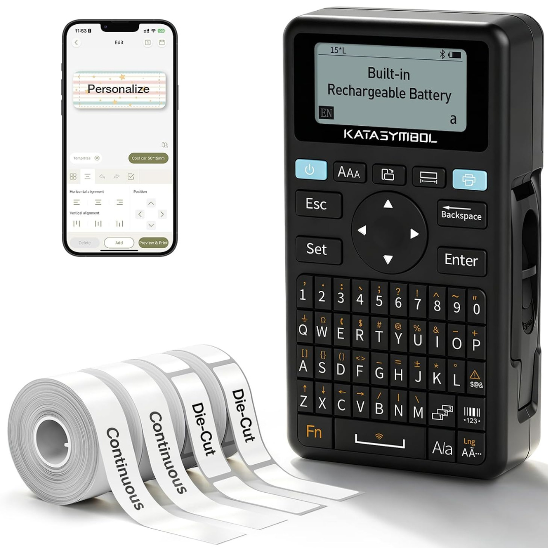Supvan E11 Keyboard & Bluetooth Label Maker Machine with 4 Tapes