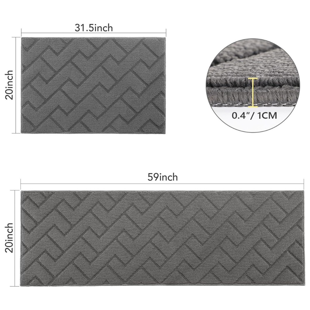 2-Piece Hicorfe Runner Non-Slip Kitchen Rug Kitchen Set