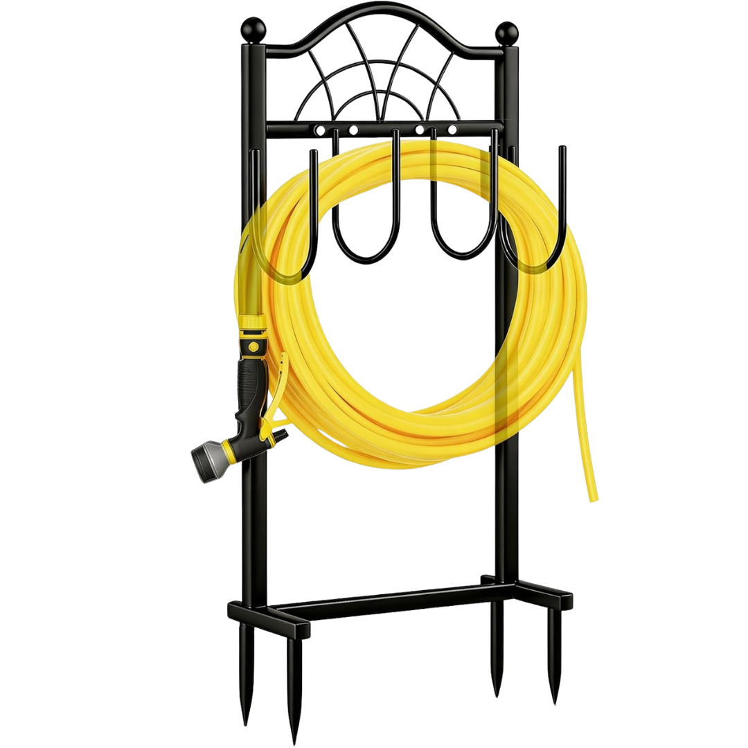 Shomextol Freestanding Metal Garden Hose Holder with 4 Spikes