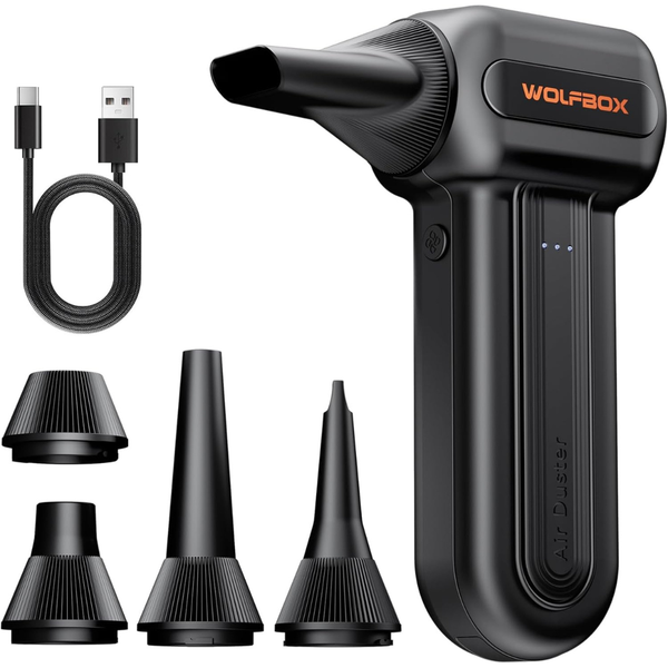 3-Speed Wolfbox MF60 Electric Compressed Air Duster w/ 5 Nozzles