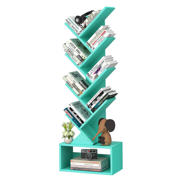 Sheepam 9-Tier Tree Floor-Standing Wooden Bookshelf