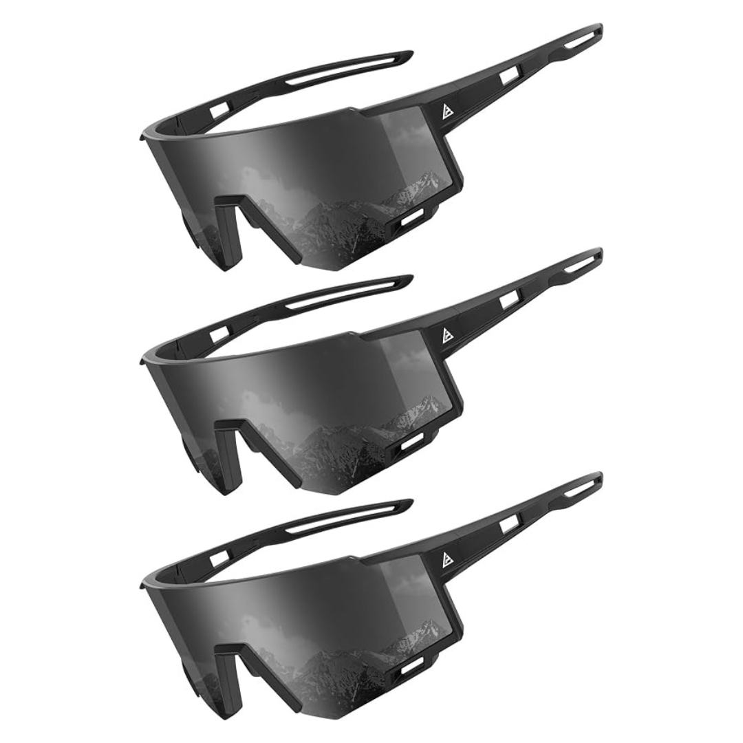 3-Pack Unisex Polarized UV400 Protection Sports Sunglasses